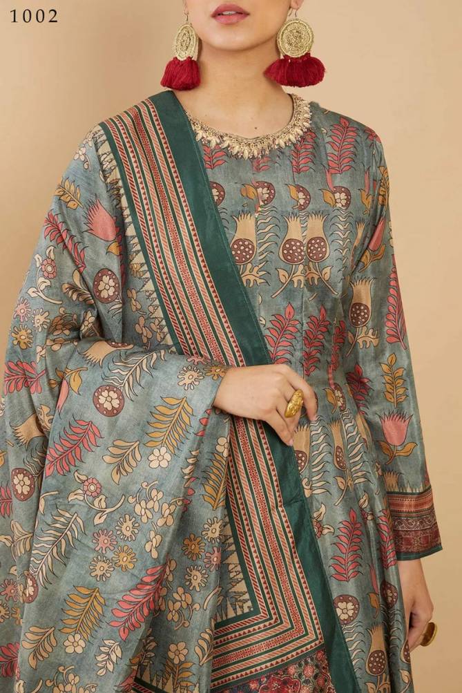 Kalishta 1001 To 1004 Silk Stylish Flaired Gown Catalog